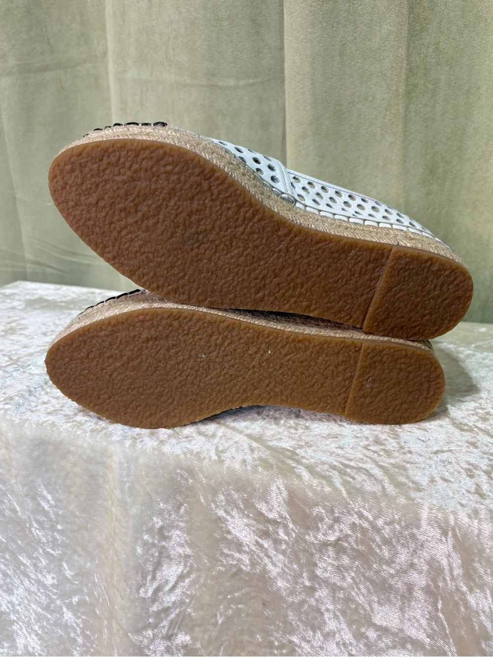 Loeffler Randall White Perforated Espadrille with Black Cap Toe - Picture 5 of 6